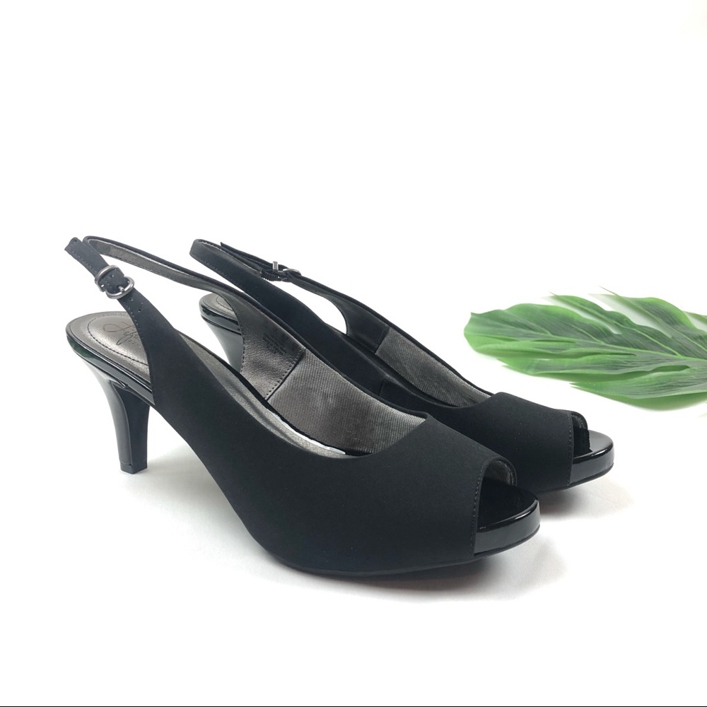 Life Stride Black Peep Toe Heels